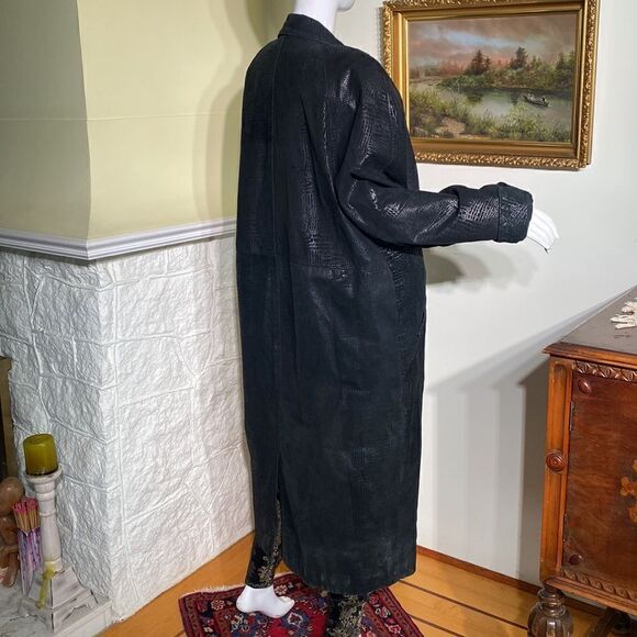 Rare Vintage Peter Millar Crown Sport Full Length Double Breasted Leather Coat - Picture 4 of 17